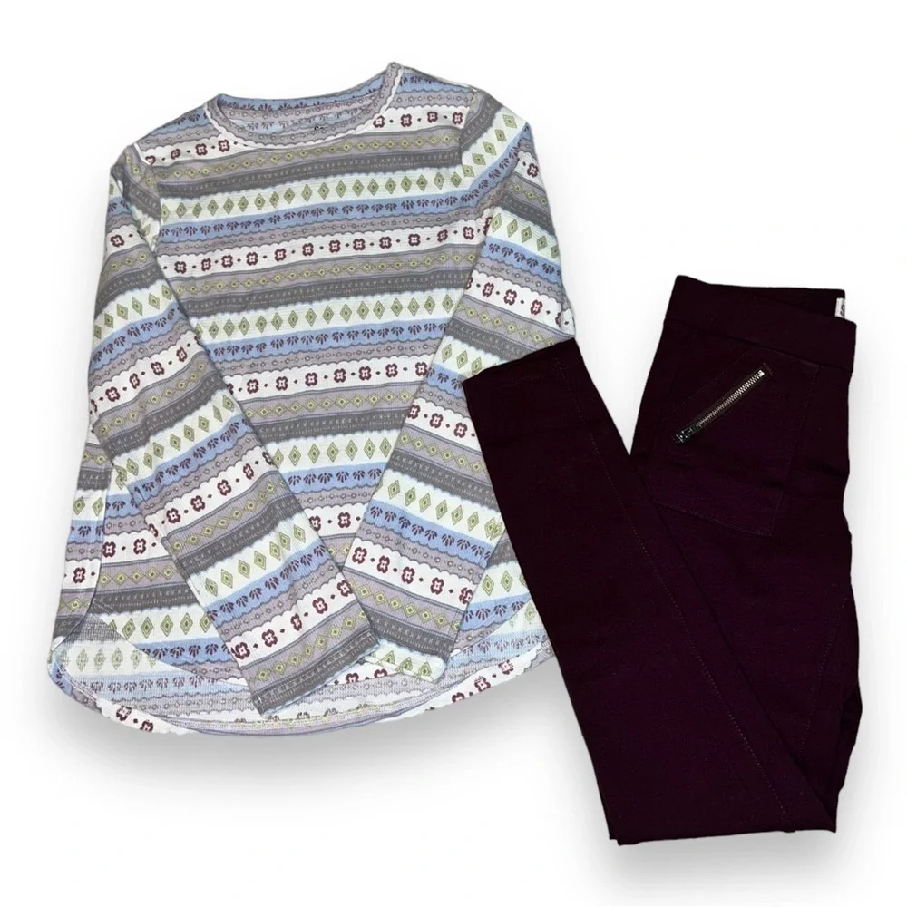 SO Girls Thermal Tunic and Plum Legging Set Size Large